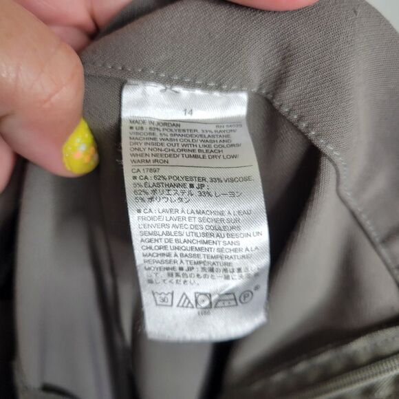 Banana Republic Sz 14 Smoking Gray Twill Hip Zip Devon Slimming Fit Dress Pants - Picture 7 of 8